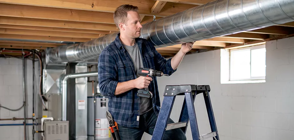 Exposed Spiral Ductwork in Cherry Hill Township
