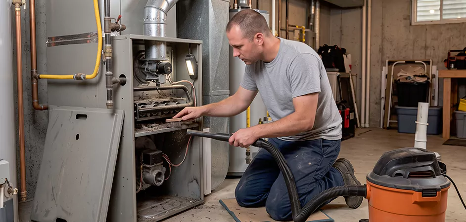 Burner and Heater Compartment Lint Removal in Cherry Hill Township